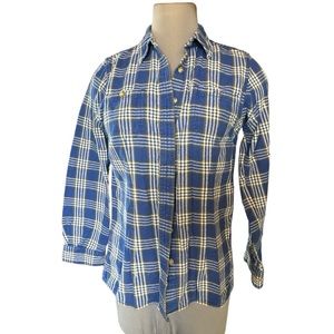 Duluth Trading Co Blue Long Sleeve Button Flannel Shirt- XS